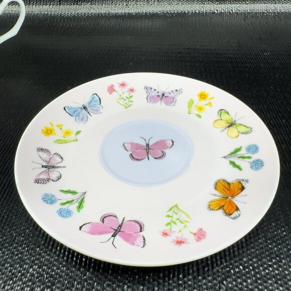 Harvest Green Studio Multicolor Butterfly Pattern Bone China Teacup Saucer Set - Picture 13 of 14